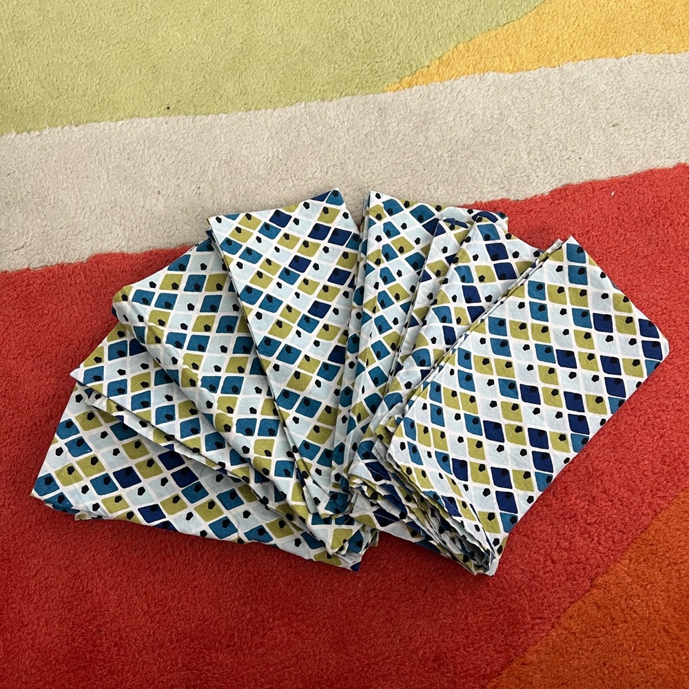 8 Geometric Patterned Napkins Crate & Barrel Mid Mod